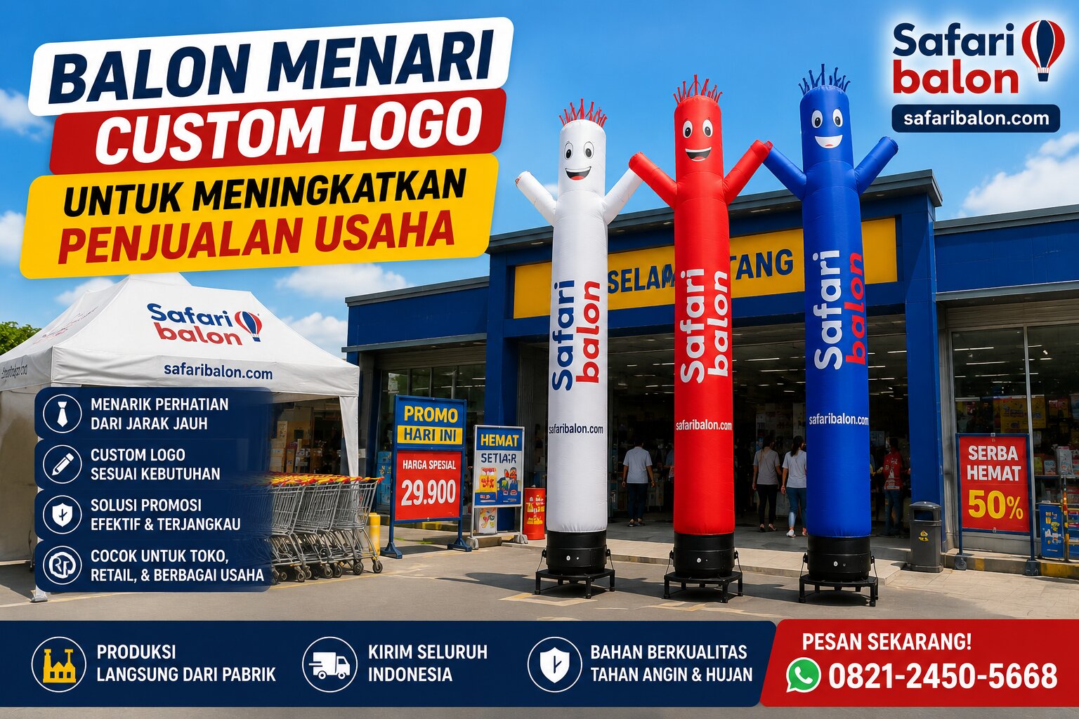 Balon Menari Custom Logo untuk Meningkatkan Penjualan Usaha