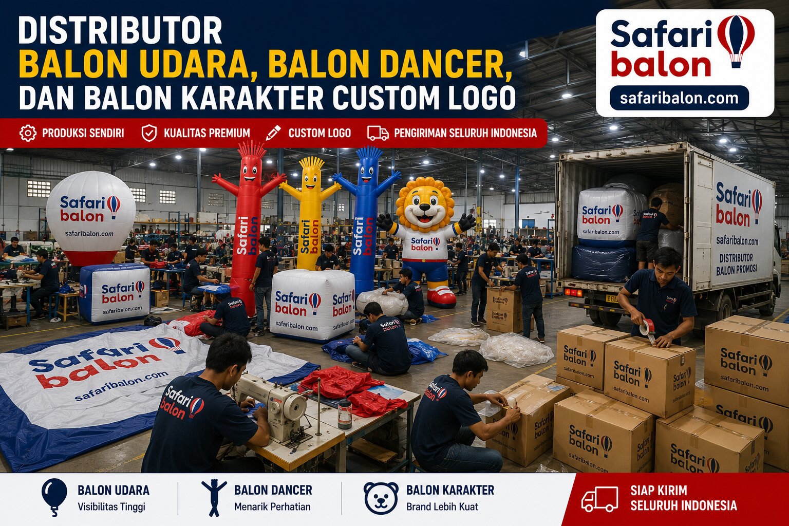 Distributor Balon Udara, Balon Dancer, dan Balon Karakter Custom Logo
