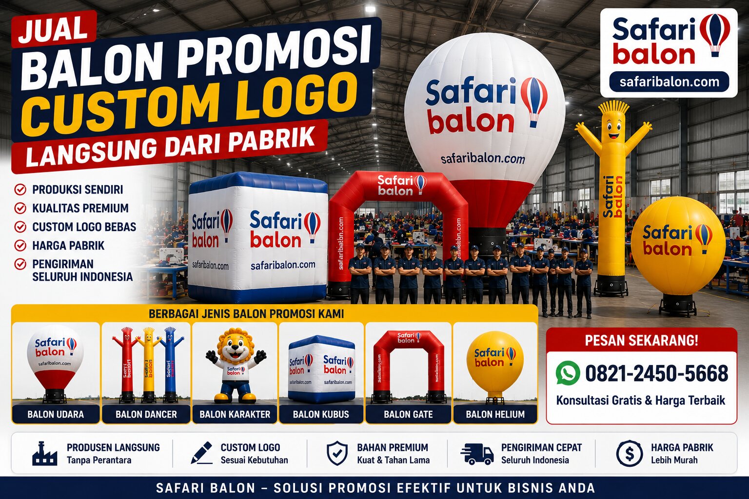 Jual Balon Promosi Custom Logo Langsung dari Pabrik