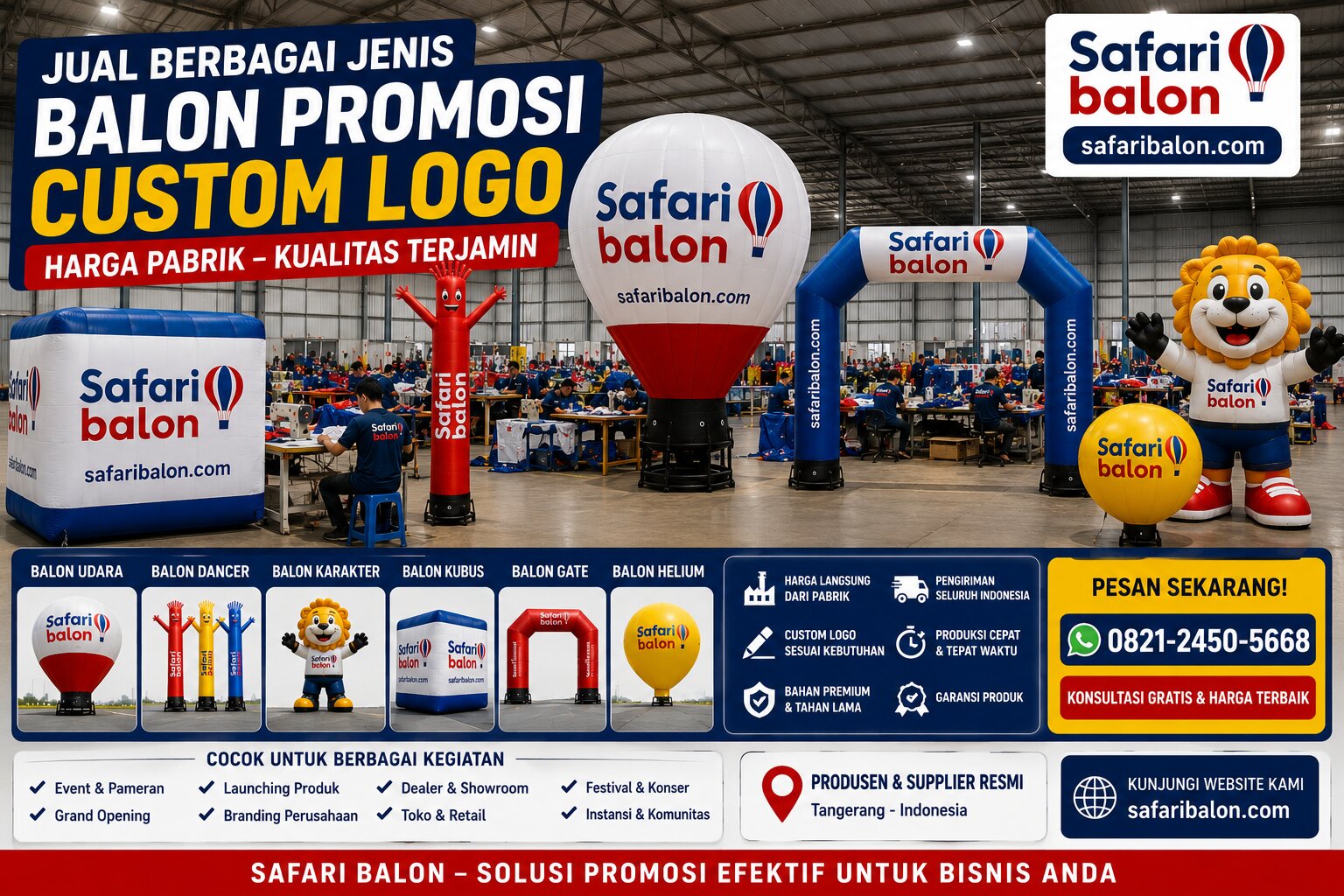 Jual Berbagai Jenis Balon Promosi Custom Logo Harga Pabrik