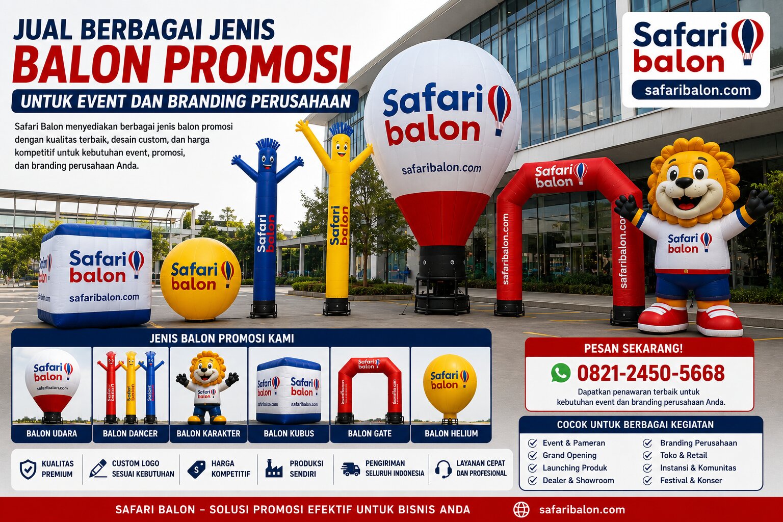 Jual Berbagai Jenis Balon Promosi untuk Event dan Branding Perusahaan Safari Balon