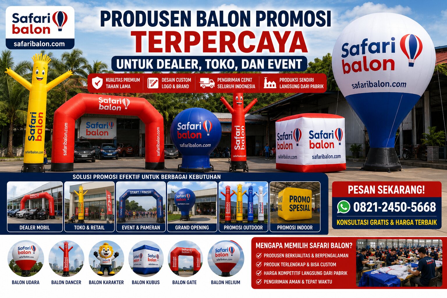 Produsen Balon Promosi Terpercaya untuk Dealer, Toko, dan Event