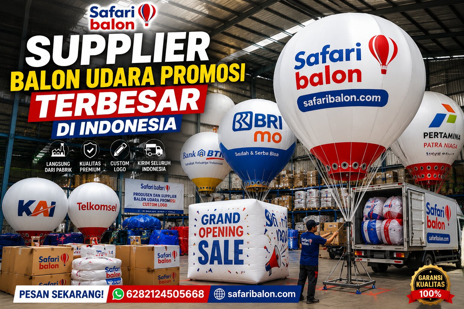 Supplier Balon Udara Promosi Terbesar di Indonesia Safari Balon Custom Logo Harga Pabrik
