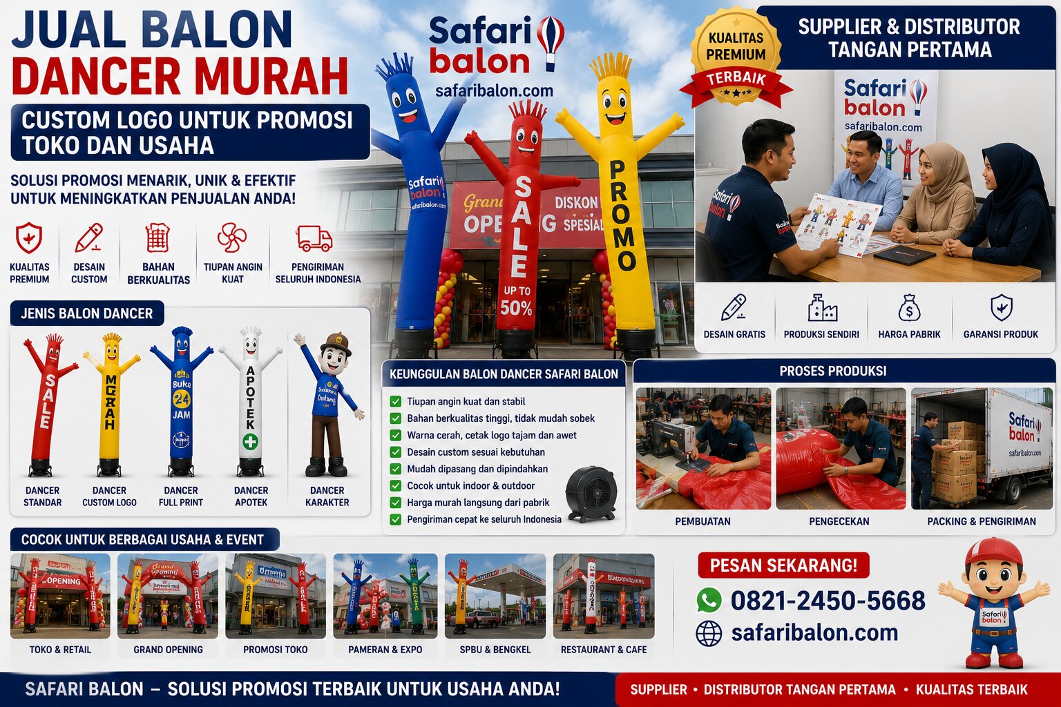 Jual Balon Dancer Murah Custom Logo untuk Promosi Toko dan Usaha