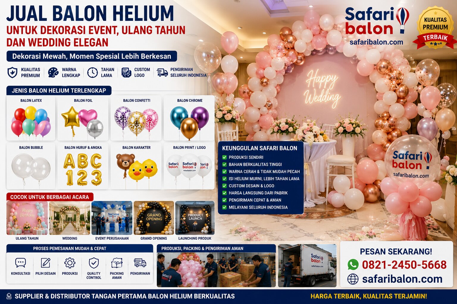 Jual Balon Helium untuk Dekorasi Event, Ulang Tahun dan Wedding Elegan